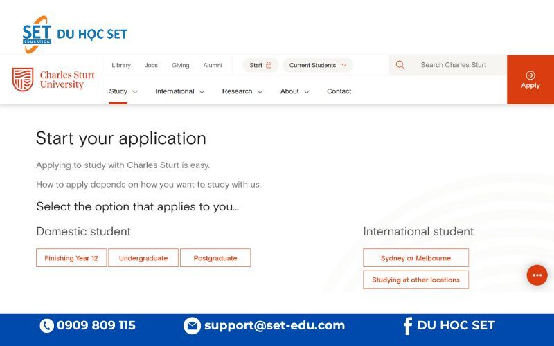 Quy trình nộp đơn vào Charles Sturt University đơn giản và nhanh chóng