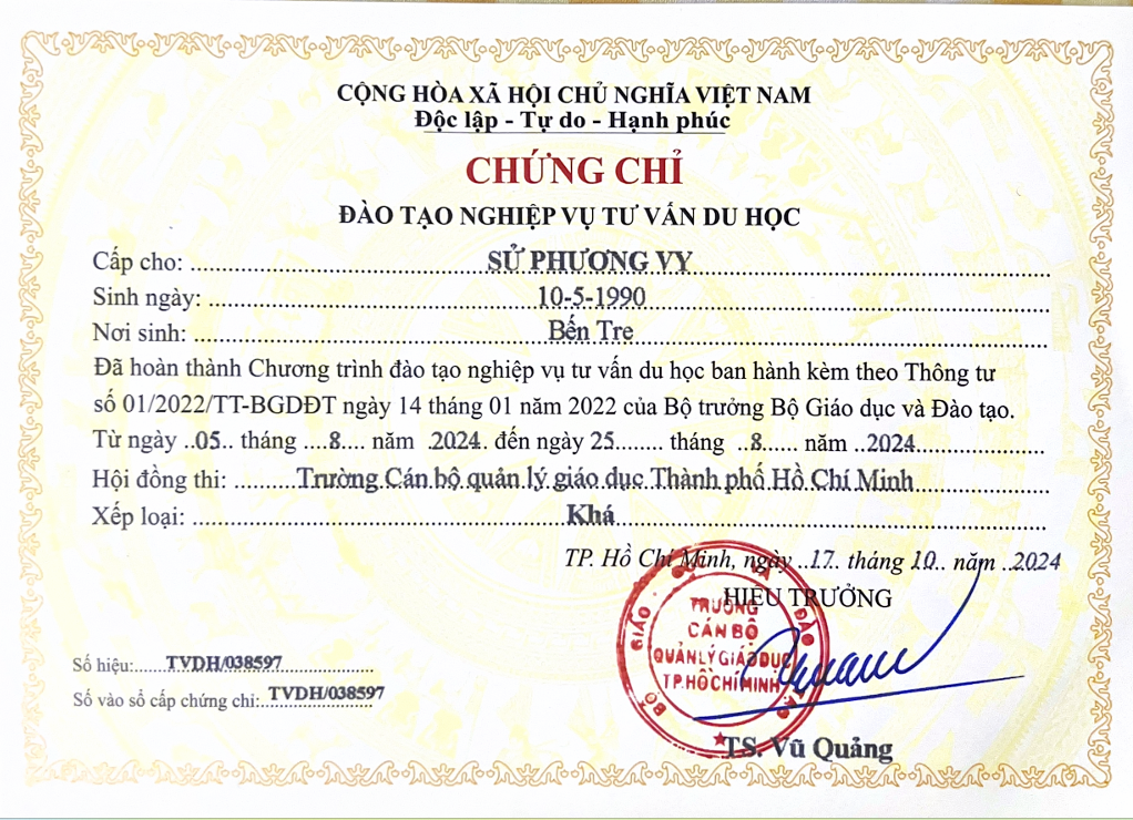 chung chi nghiep vu vysu