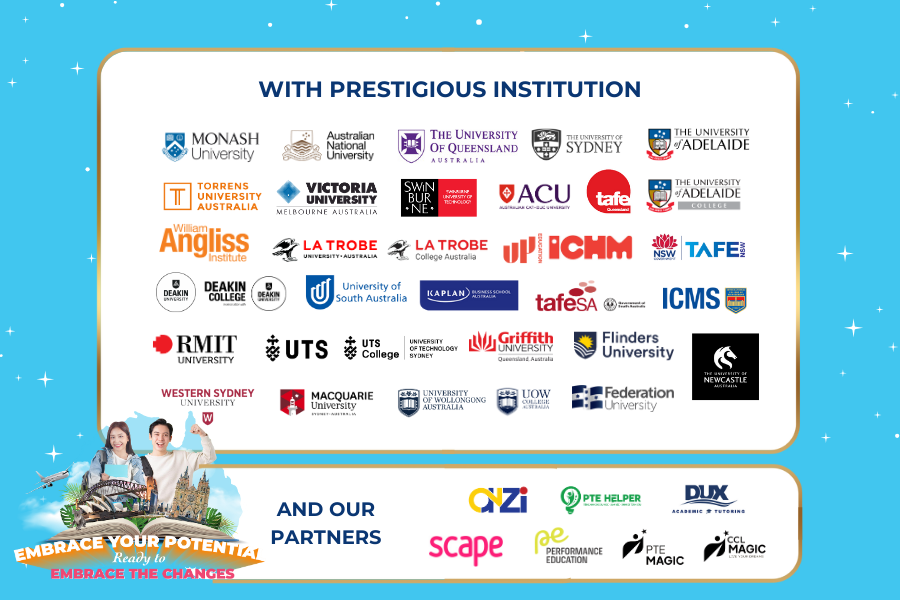 list of institution and partners of australia study and migration expo 2024